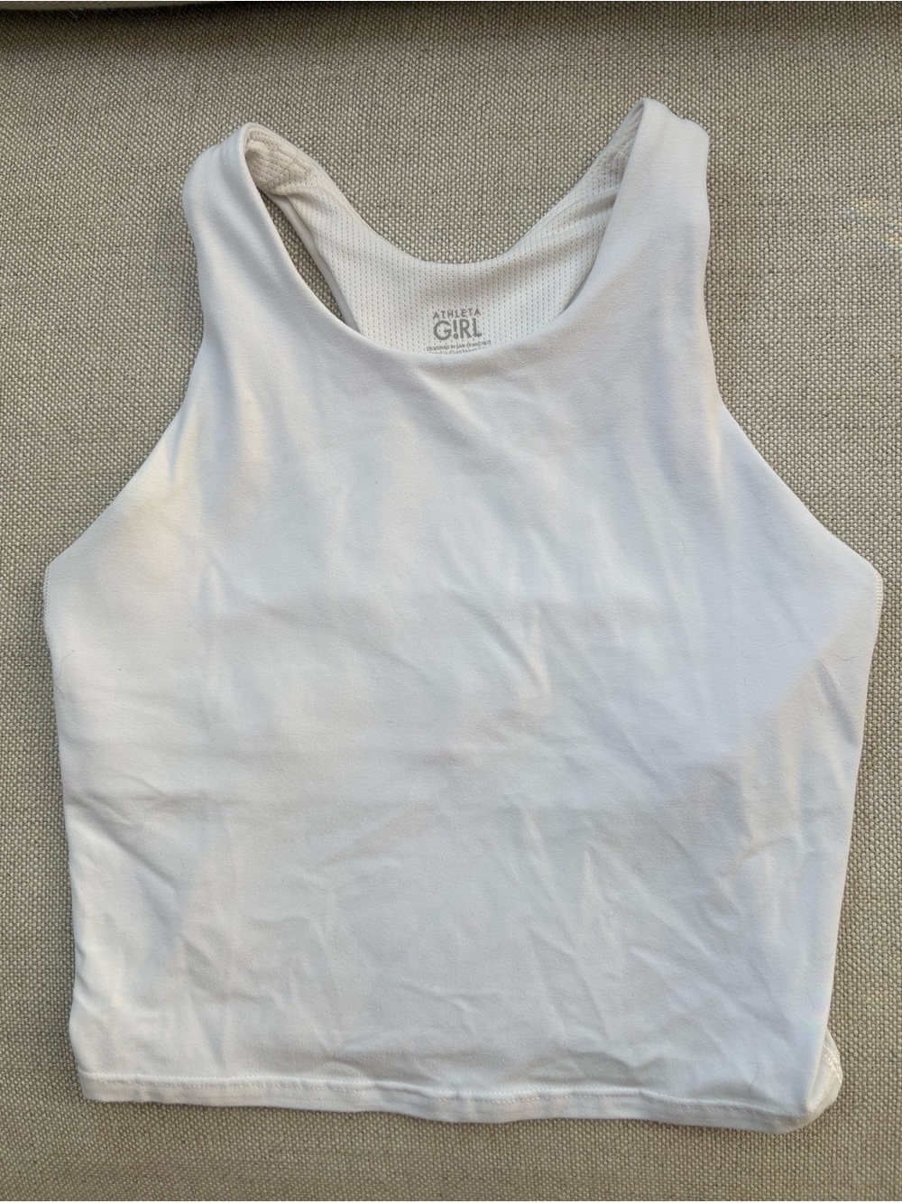 Athleta Girl White Cropped Racerback Tank Top, girl‘s size lg/12